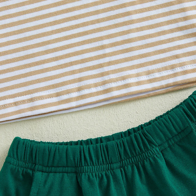 Toddler Baby Boys Farm Clothes Set - Tractor Embroidery T-shirt & Shorts 2pcs