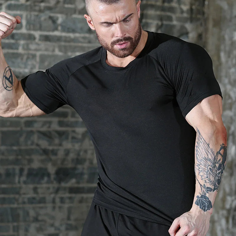 Men's Running Compression Quick Dry  Fitness Tight Sportswear Gym Sport Short Sleeve Shirt