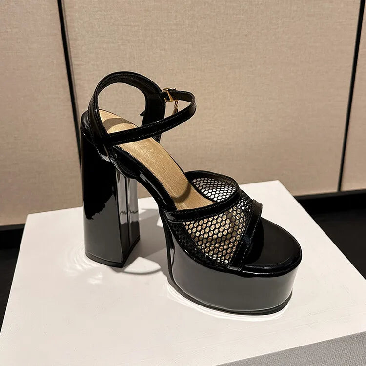 Women's Butterfly Rhinestone Thick Heel Sandals - Open Toe Party Shoes