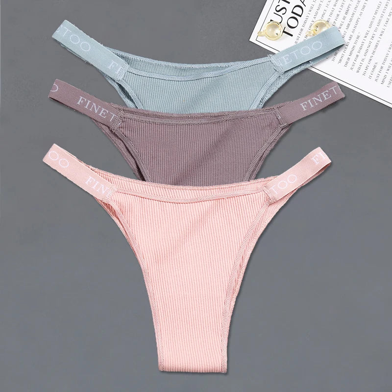 3Pcs Low-Rise Cotton Panties Bikini Underwear Letter Belt Underpants Comfortable Briefs Lingerie