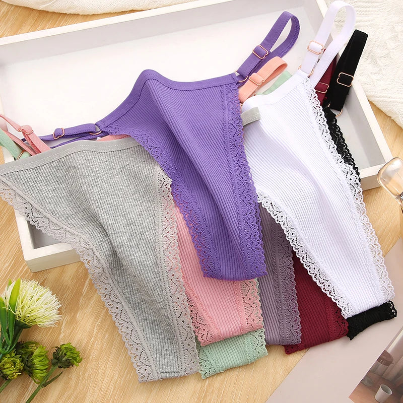 Women's Cotton Thongs 4-Piece Set - Adjustable Waistband Low-Rise Underwear