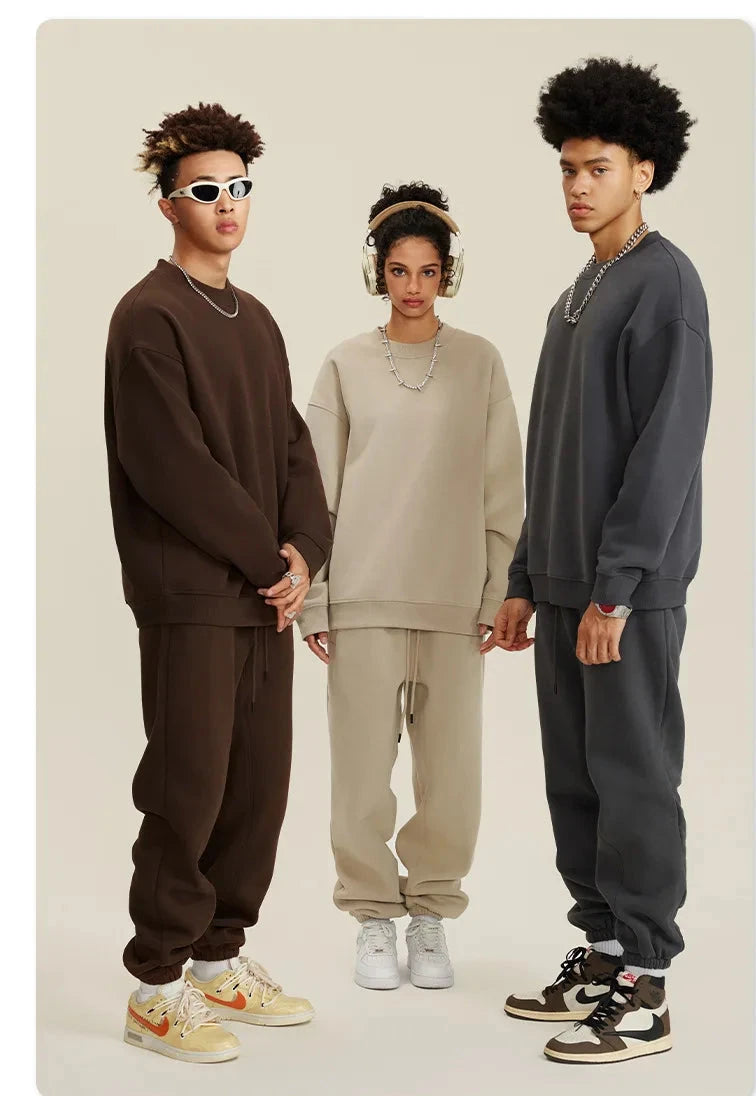 Unisex Round Neck Oversized Sweatshirt and Joggers Set