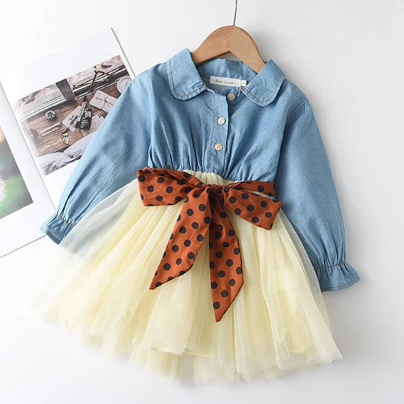 Girls' Lace Tulle Princess Dress – Long Sleeve Party & Wedding Dress