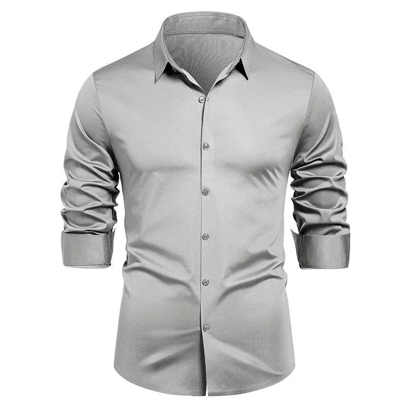 Square Collar Long Sleeve Shirt - Smart Casual Dress Shirt