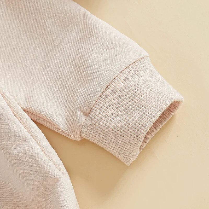 Baby Sweatshirt Romper - Letter Embroidered Long Sleeve Jumpsuit for Boys & Girls