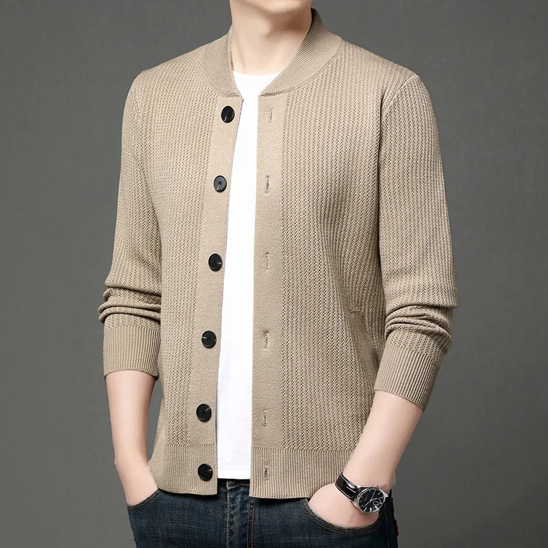Men's Baseball Collar Knit Cardigan