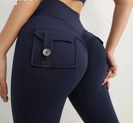 High Waist Scrunch Leggings - Push Up Yoga Pants with Pockets