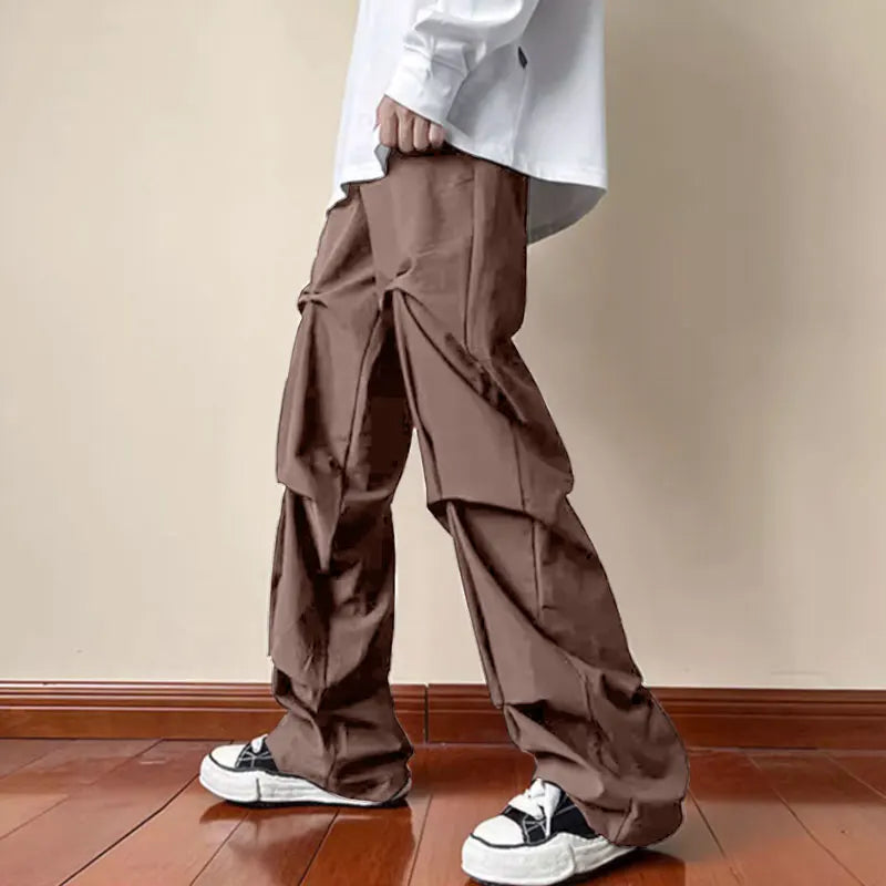 Men's Button Pleated Casual Trousers