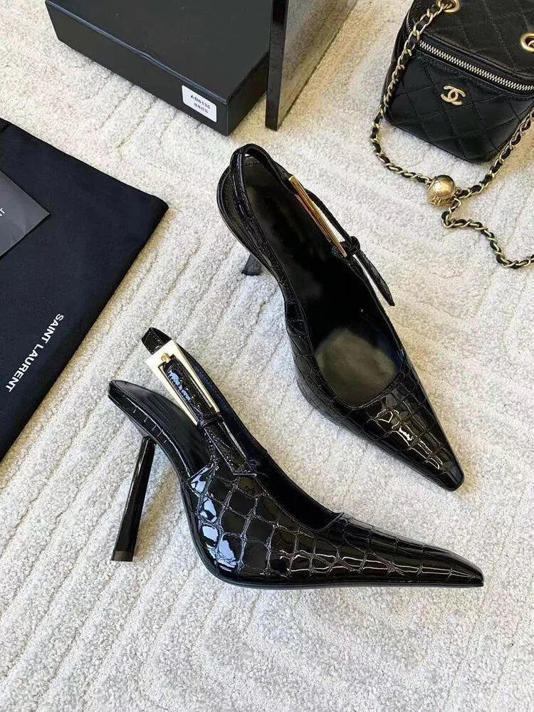 Women's Pointed Stiletto Sandals - One-Line Buckle Strap High Heels