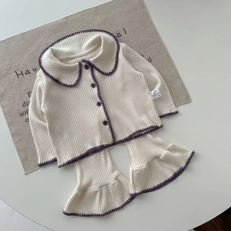 Girls Soft Knit Sweater Cardigan Outfit Set