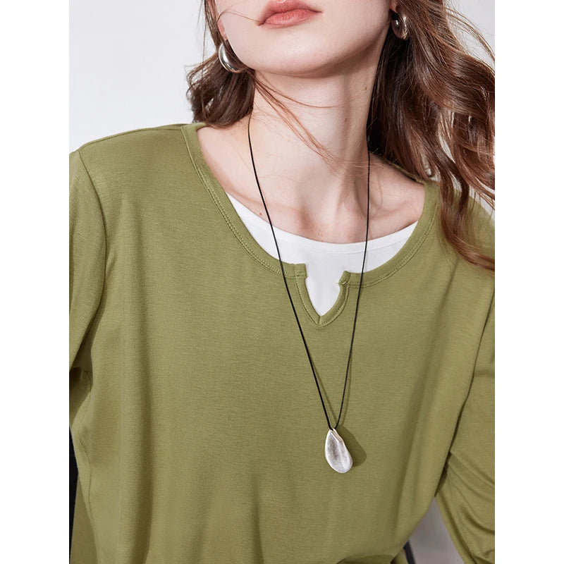 Women's Long Sleeve Blocking Splicing Slim Fit Top