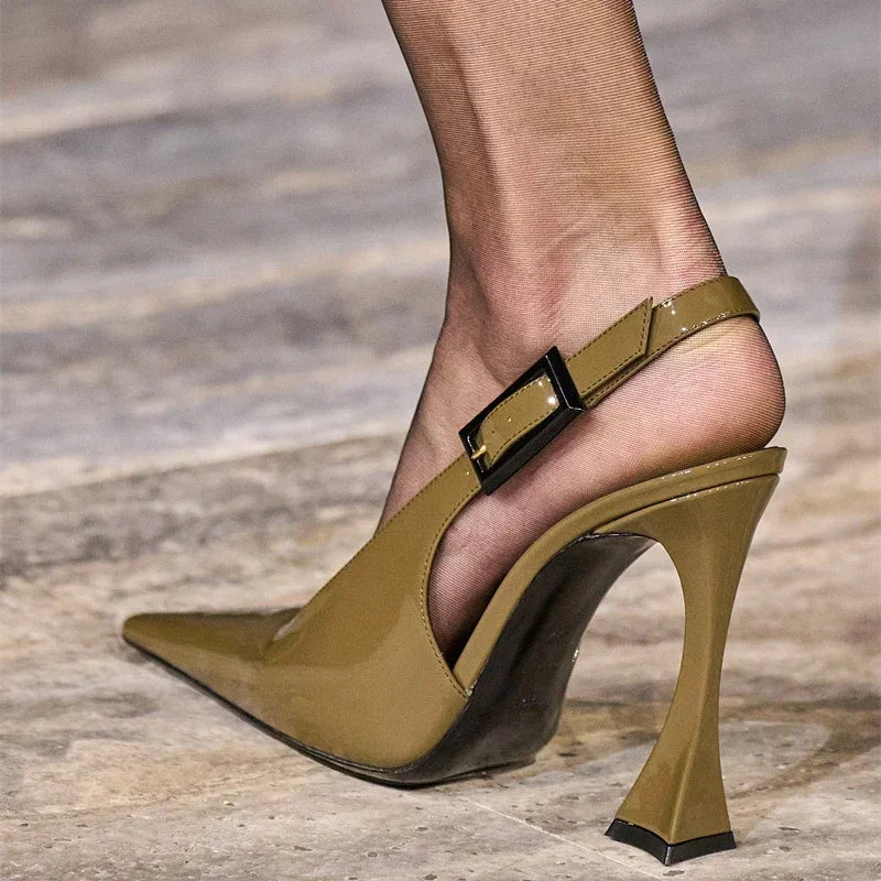 Women's Pointed Stiletto Sandals - One-Line Buckle Strap High Heels