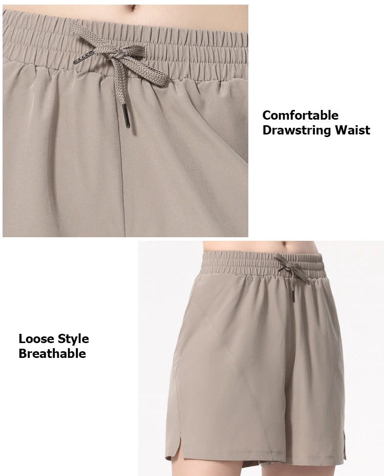 Women's Loose Running Shorts | Drawstring Waist with Pockets, Quick Dry S–XL