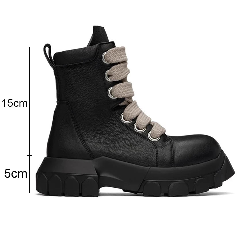 Men's Leather Platform Ankle Boots - Retro Skateboard Street Sneakers