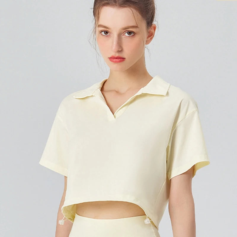 Women's Multi-Sport Athletic T-Shirt - Breathable Crop Top for Yoga & Tennis