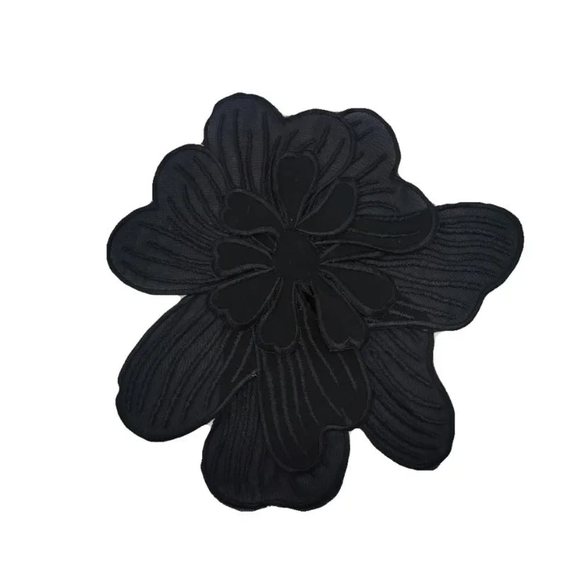 Chiffon Embroidered Multi-Layer Flower Brooch - Elegant Fabric Corsage Pin