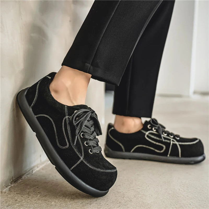 Men's Suede Leather Lace-up Casual Comfortable British Shoes