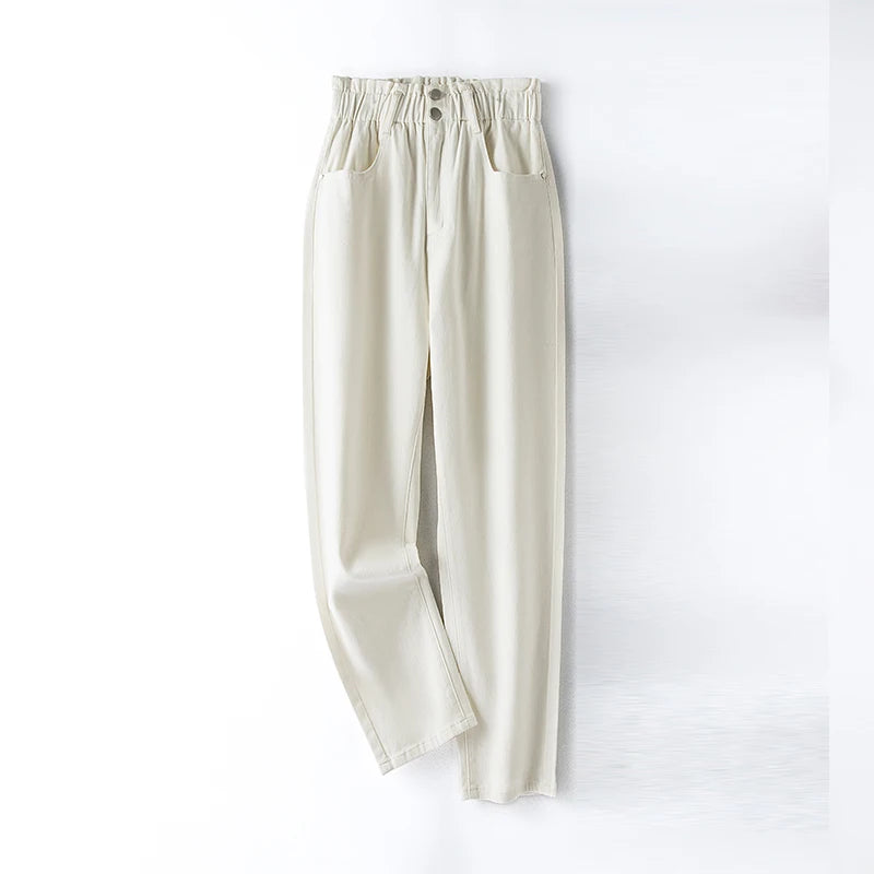 Women's Plus Size Stretchy Cotton High Waist Elastic Loose Trousers