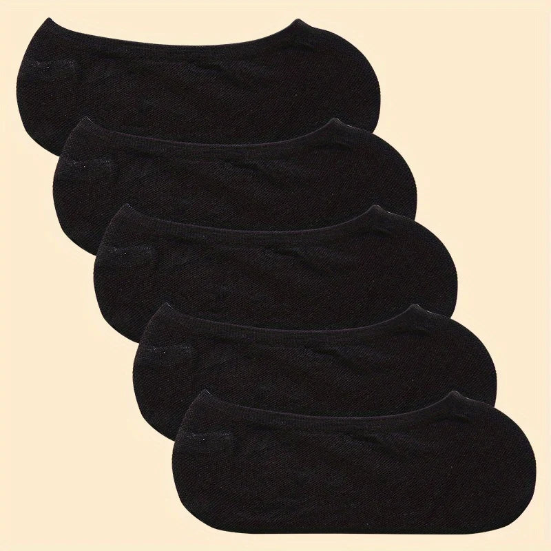 Women's 5 Pairs/Set Summer Ice Silk  Non-slip Invisible Wavy Slipper Socks