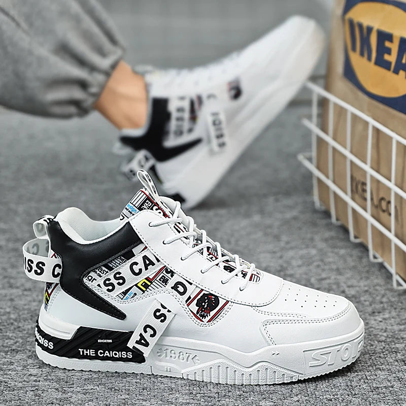 Platform Vulcanized High-Top Sneakers - Unisex Sports Shoes