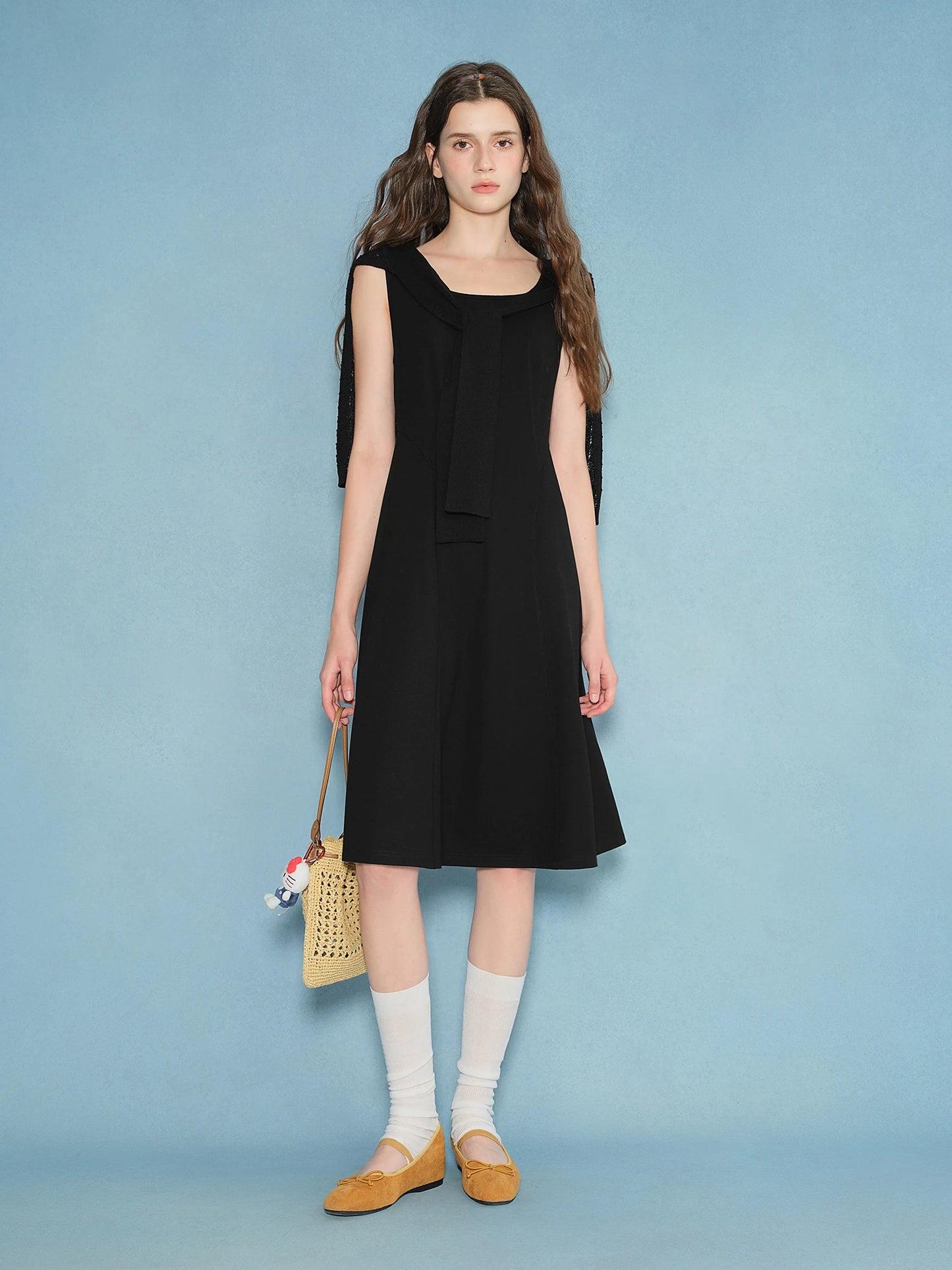 Women's Autumn Clothing Set - Long Sleeve Shirt & A-Line Skirt