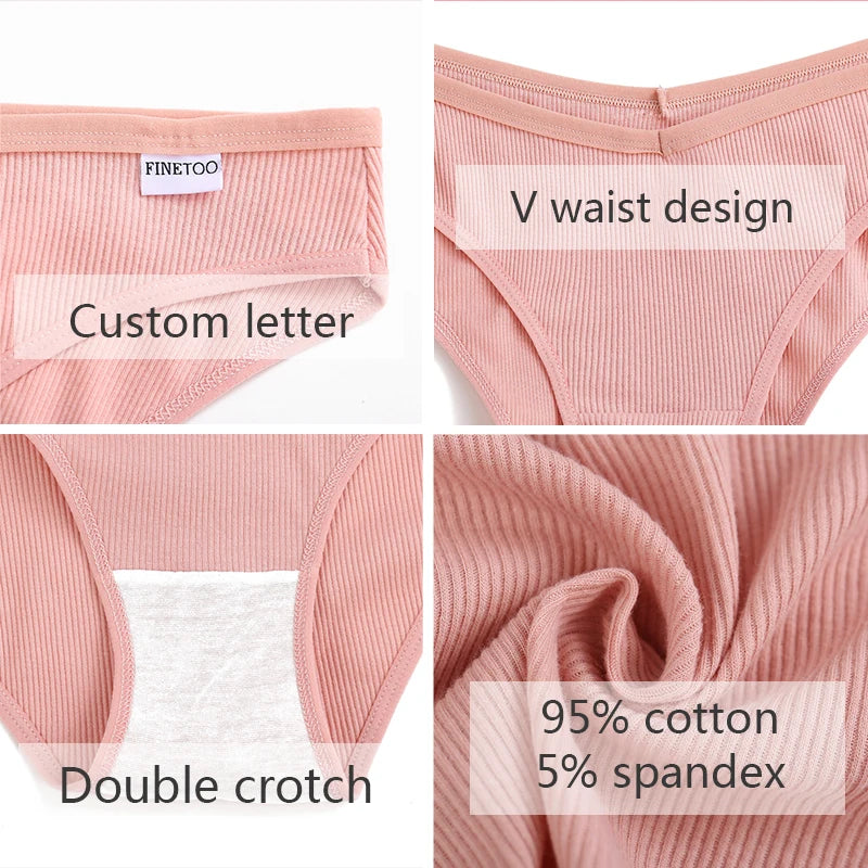 Women's 3Pcs/set Cotton Fruit Embroidery Underwear Low-Rise Briefs Underpants Panties