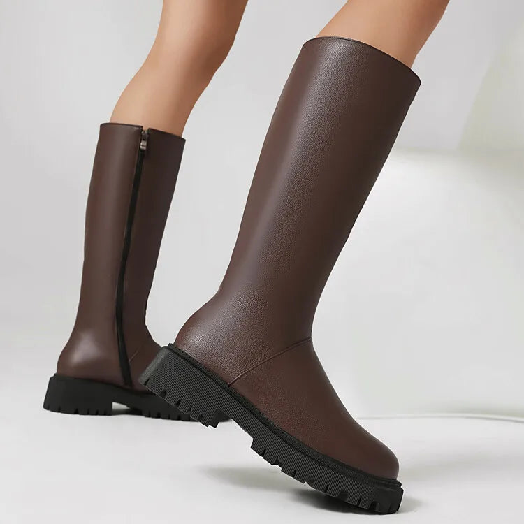 Faux Suede Ankle Boots - 5cm Flat Heel with Belt Buckle Detail