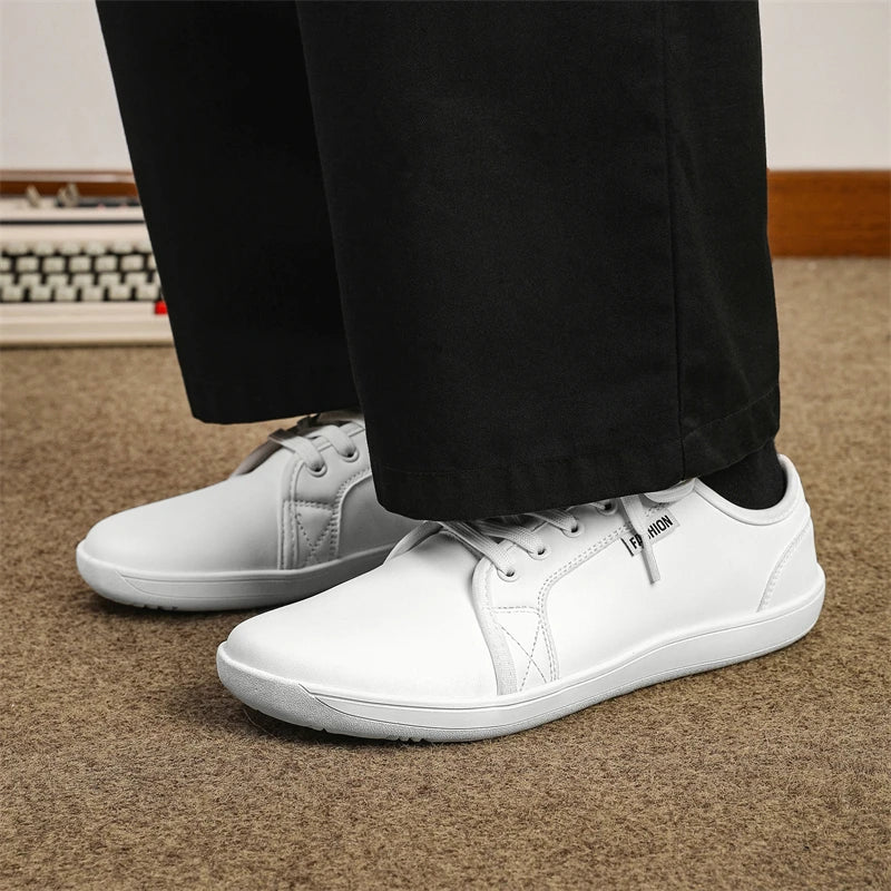 Men's Casual Leather Sneakers - Lace-Up Running Sports Shoes