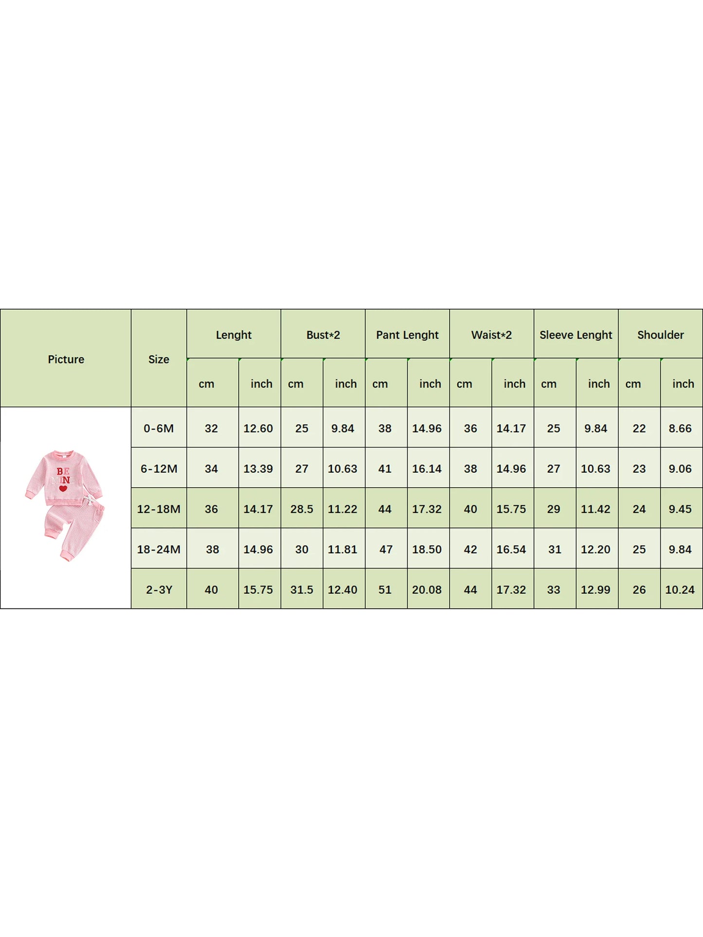 Baby Girls Valentine's Day Striped Heart Embroidery Long Sleeve Pullover and Pants Set