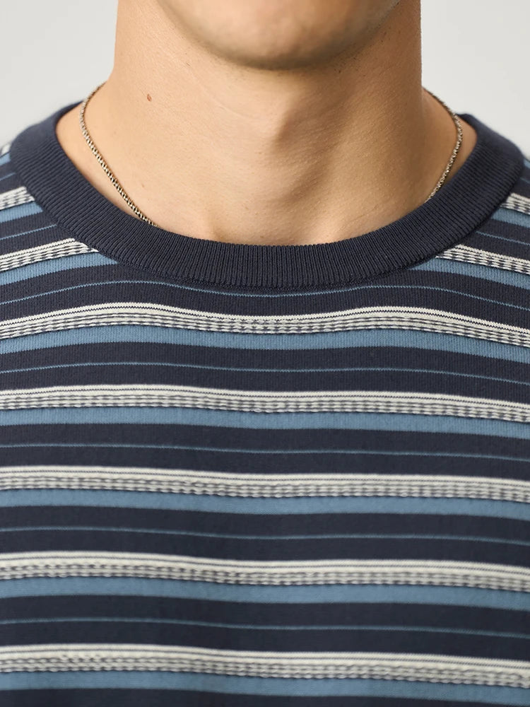 Men's Premium Knitted Striped T-Shirt - 14 Gauge Jacquard Regular Fit