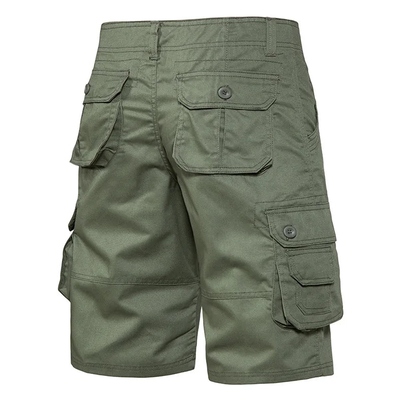 Men's Cotton Cargo Shorts - Multi Pocket Knee Length Summer Shorts