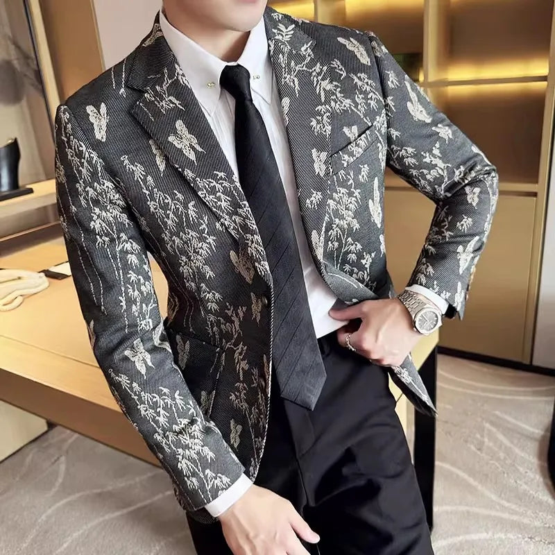 Men's Print Slim Fit Blazer Jacket