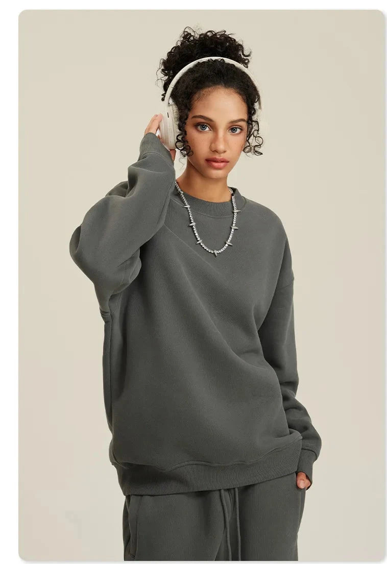 Unisex Round Neck Oversized Sweatshirt and Joggers Set