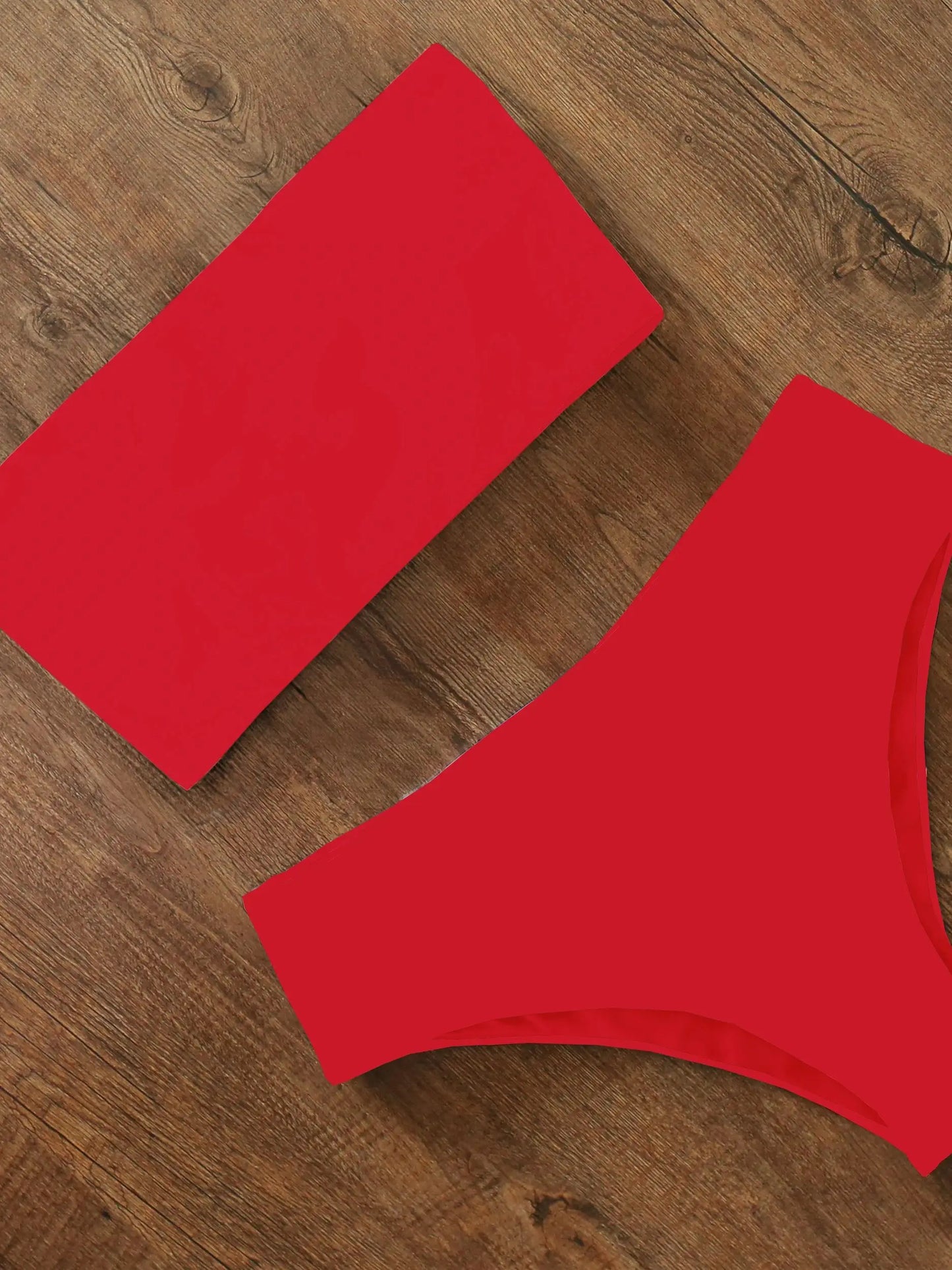 High Waist Bikini Set - Cross Back Bandeau Swimsuit with Print