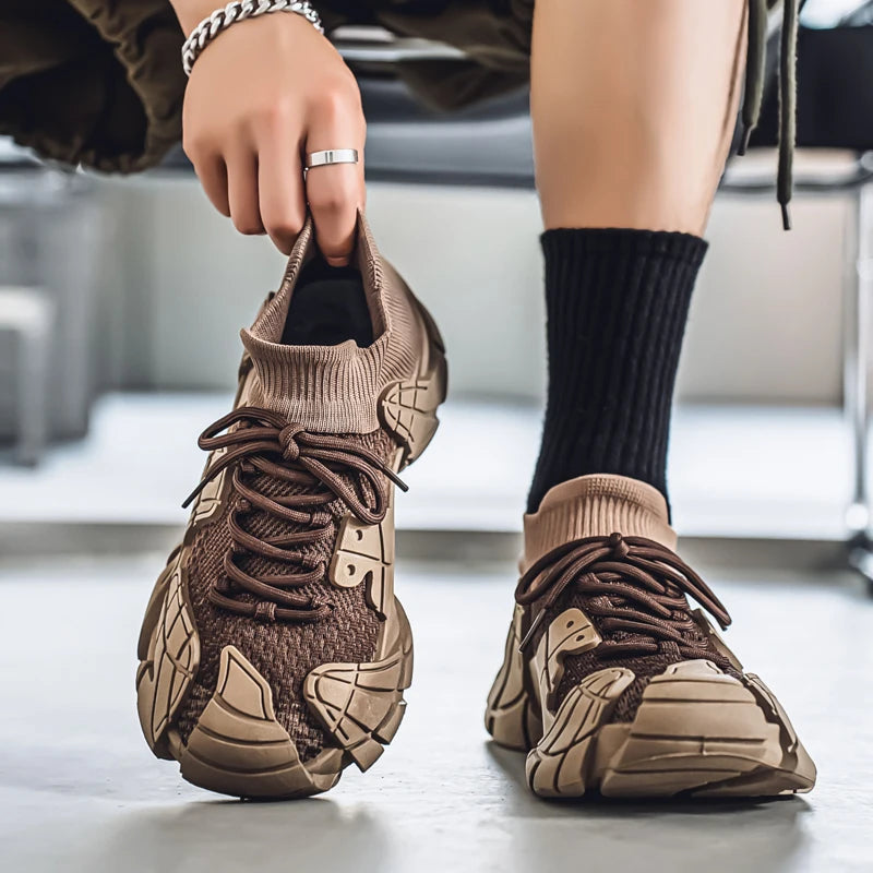 Men's Sports Mesh Sneakers Slip On Comfortable Lace Up Sneakers