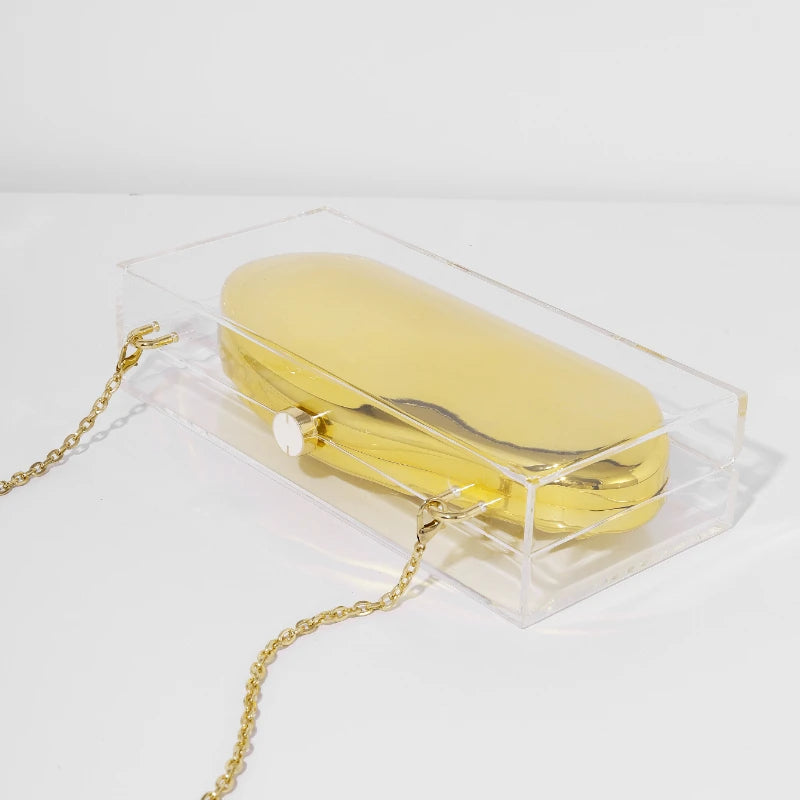 Women's Square Acrylic Chain Shoulder Bag – Elegant Clutch Crossbody Purse