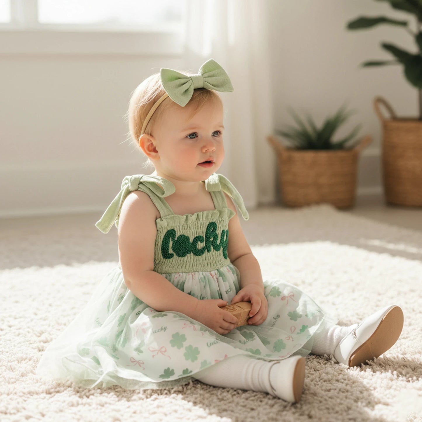 Baby Girls' Letter Embroidery Romper Dress & Headband Set