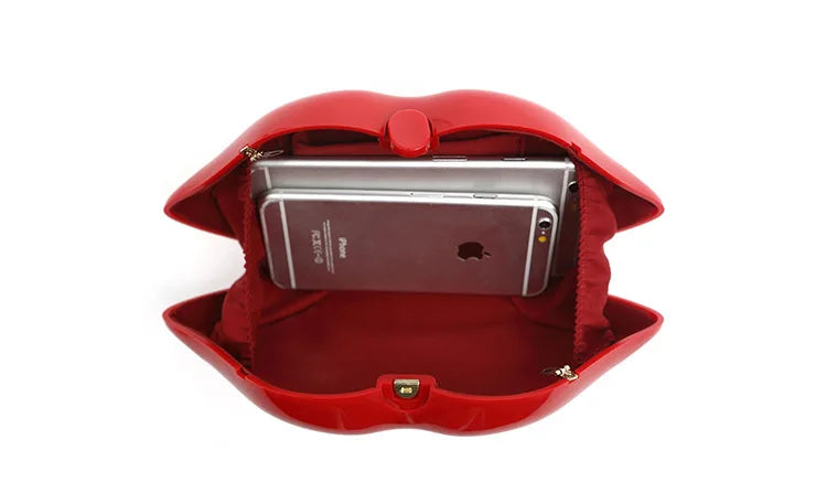 Women's Shoulder Bags Clutch Red Lips Acrylic Crossbody Bag