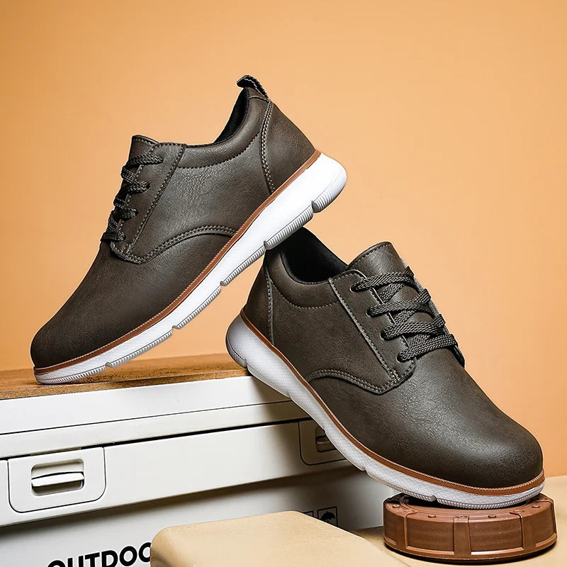 Men's Casual Leather Lace-up Flat British Comfortable Shoes