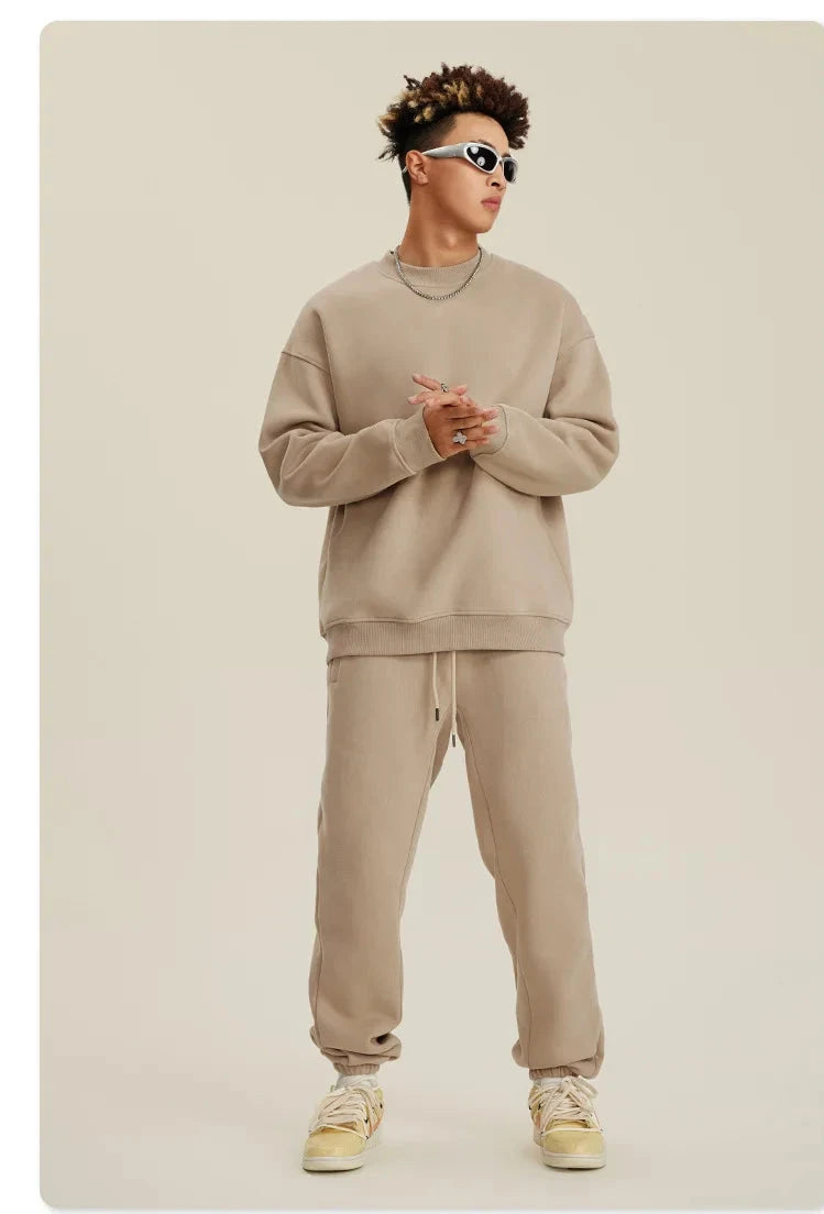 Unisex Round Neck Oversized Sweatshirt and Joggers Set