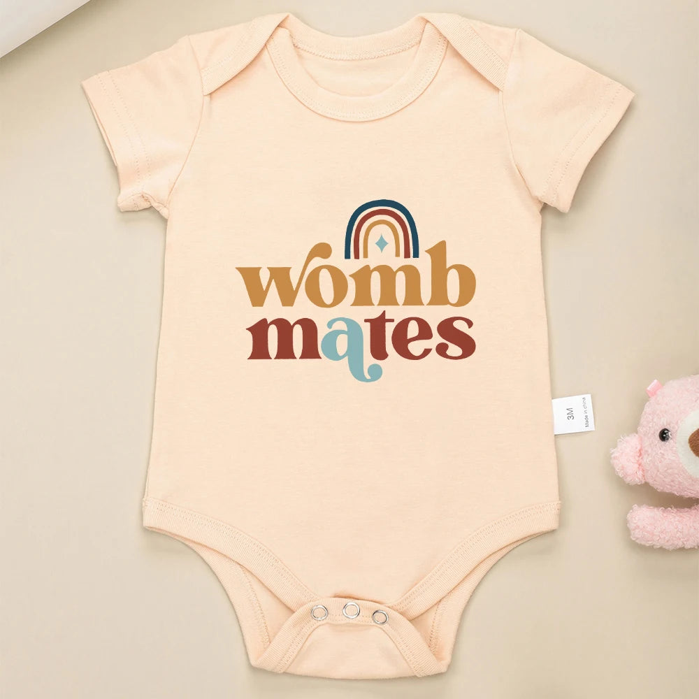 Twin Baby's  "Womb Mates"  Romper Cotton Outfits Bodysuits