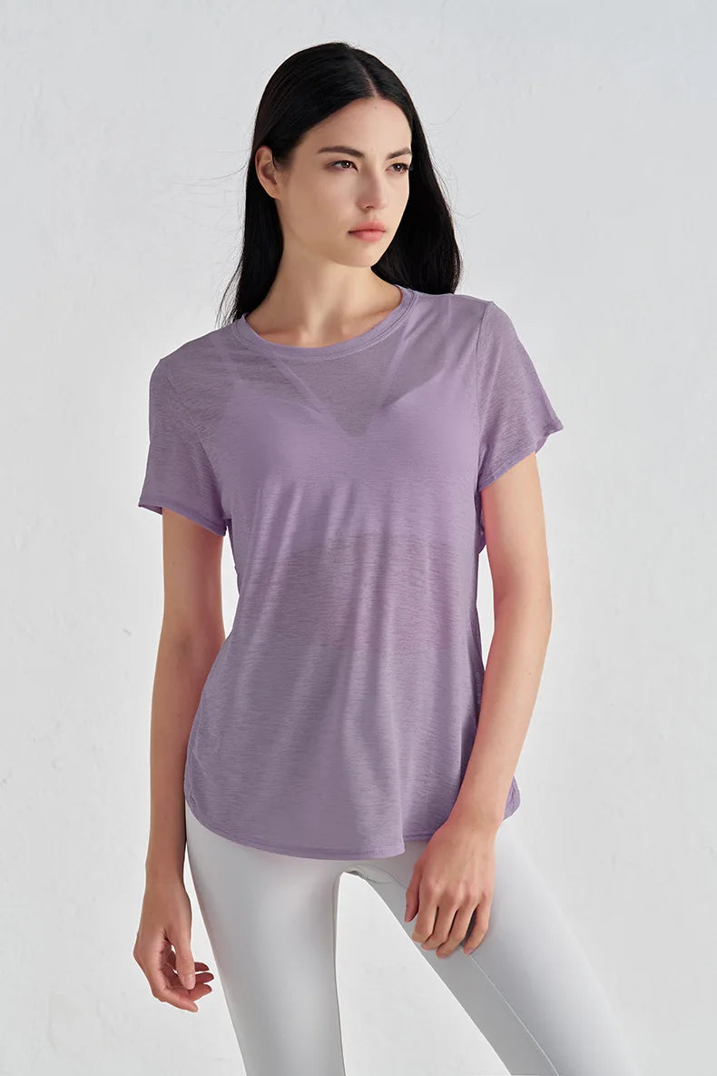 Polyester Sports T-Shirt - Breathable Yoga Running Fitness Top Plus Size