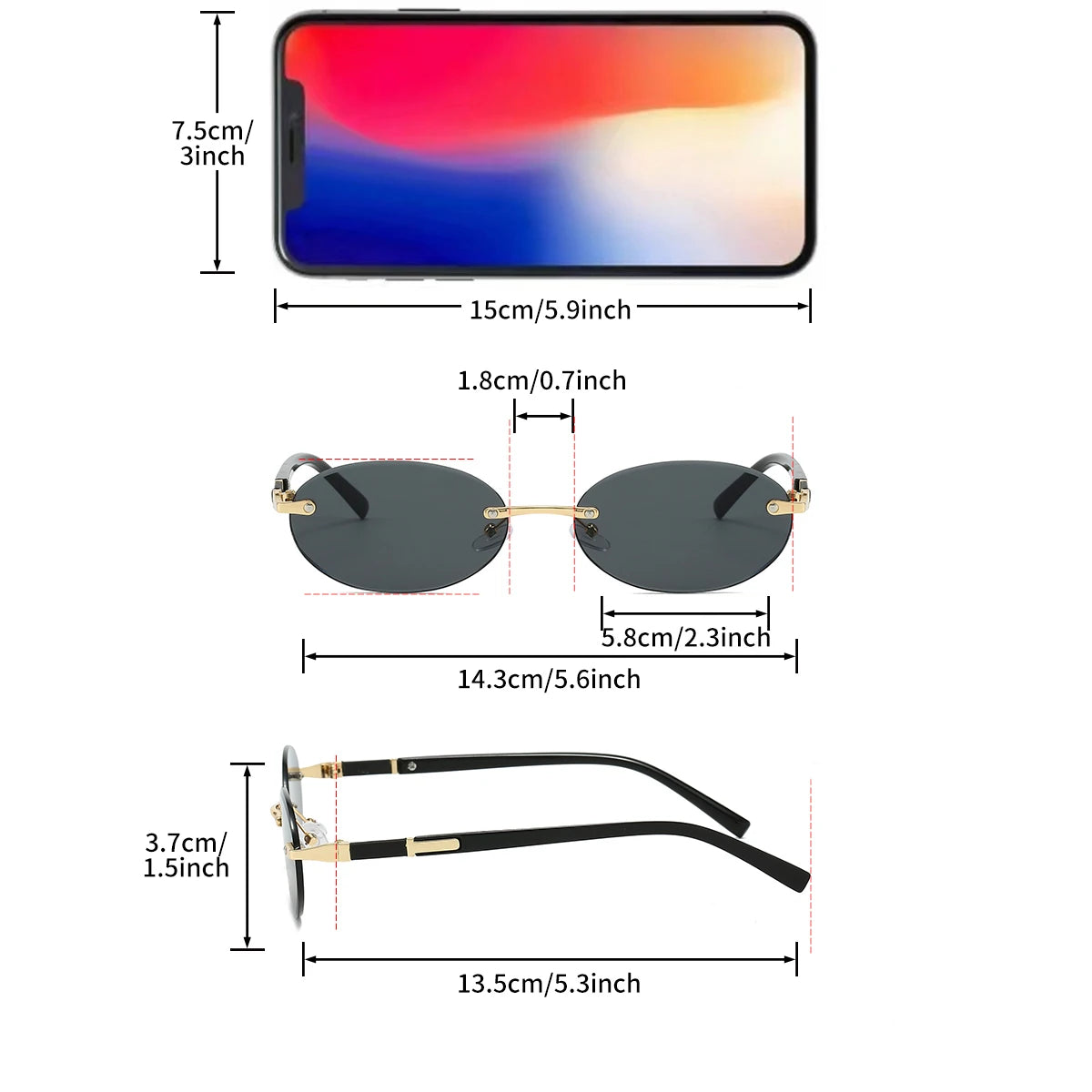 Unisex  Retro Metal Gradient Oval Sunglasses