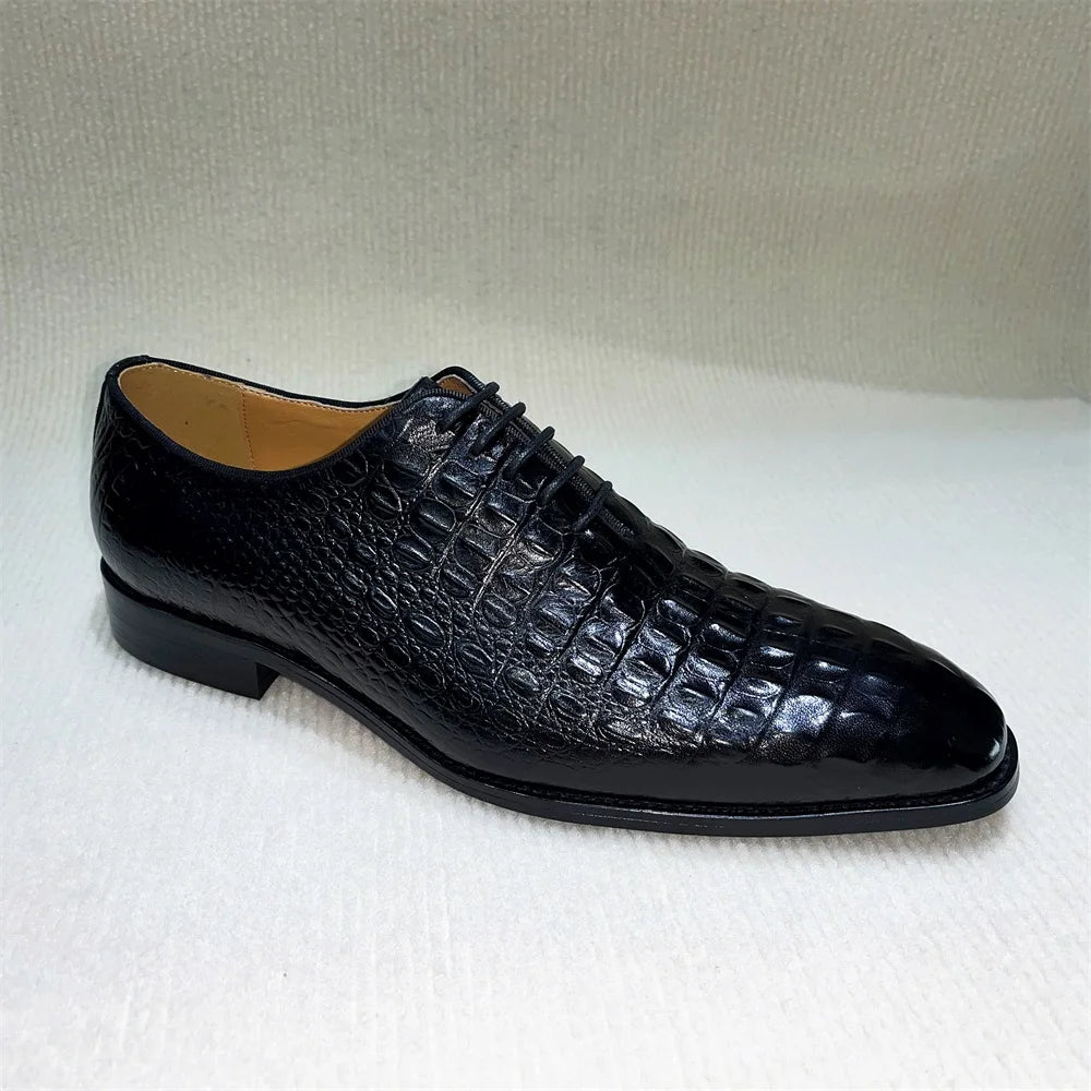 Hand-Painted Python Pattern Pointed Toe Oxford Dress Shoes