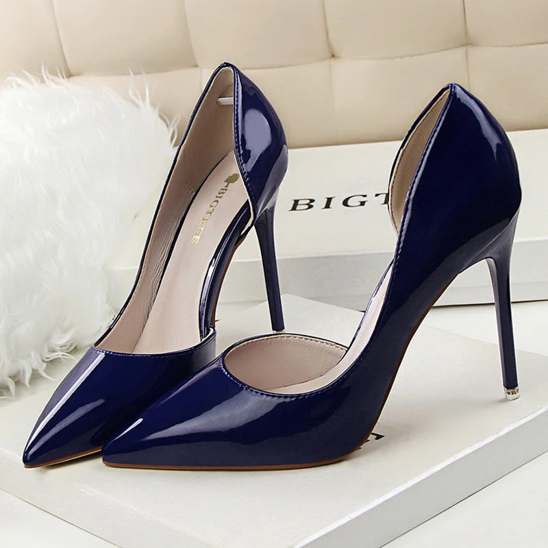 Patent Leather Stiletto Pumps - Professional Office Heels Available in 12 Colors