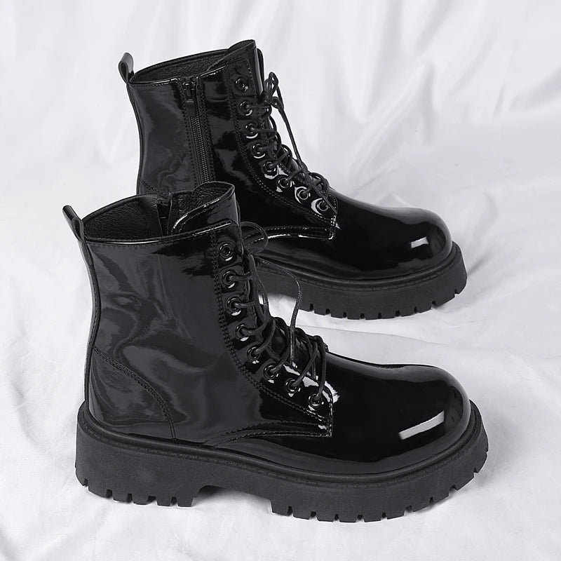 Men's Casual Platform Lace Up Chunky Ankle Boots