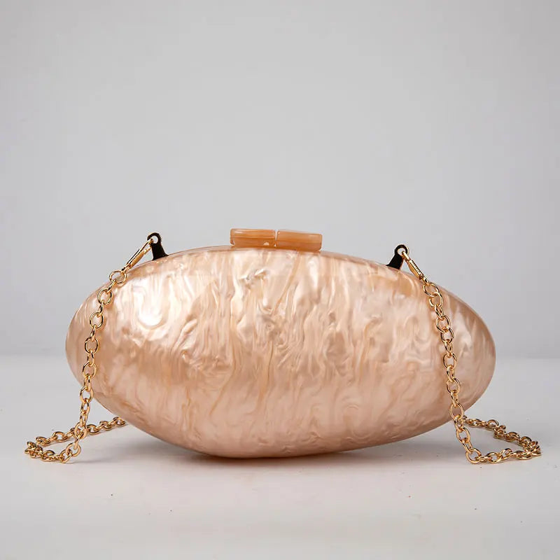 Women's Pearl Acrylic  Clutch Purse Mini Shell Chain Shoulder Crossbody Handbag