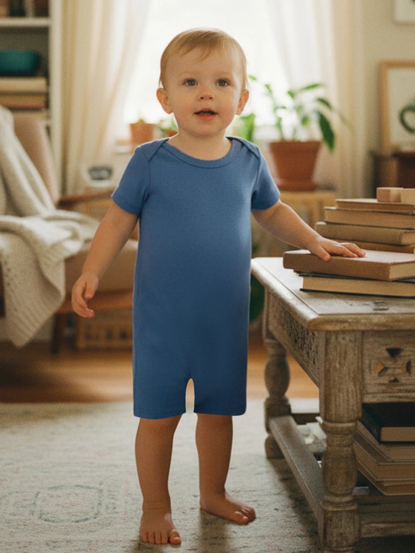 Baby Summer Romper 3-Pack - Solid Color Short Sleeve Jumpsuits