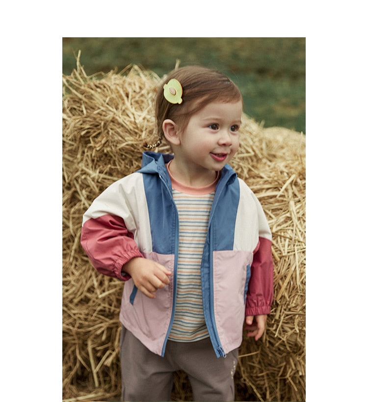 Children's Patchwork Hooded Outwear Windbreaker