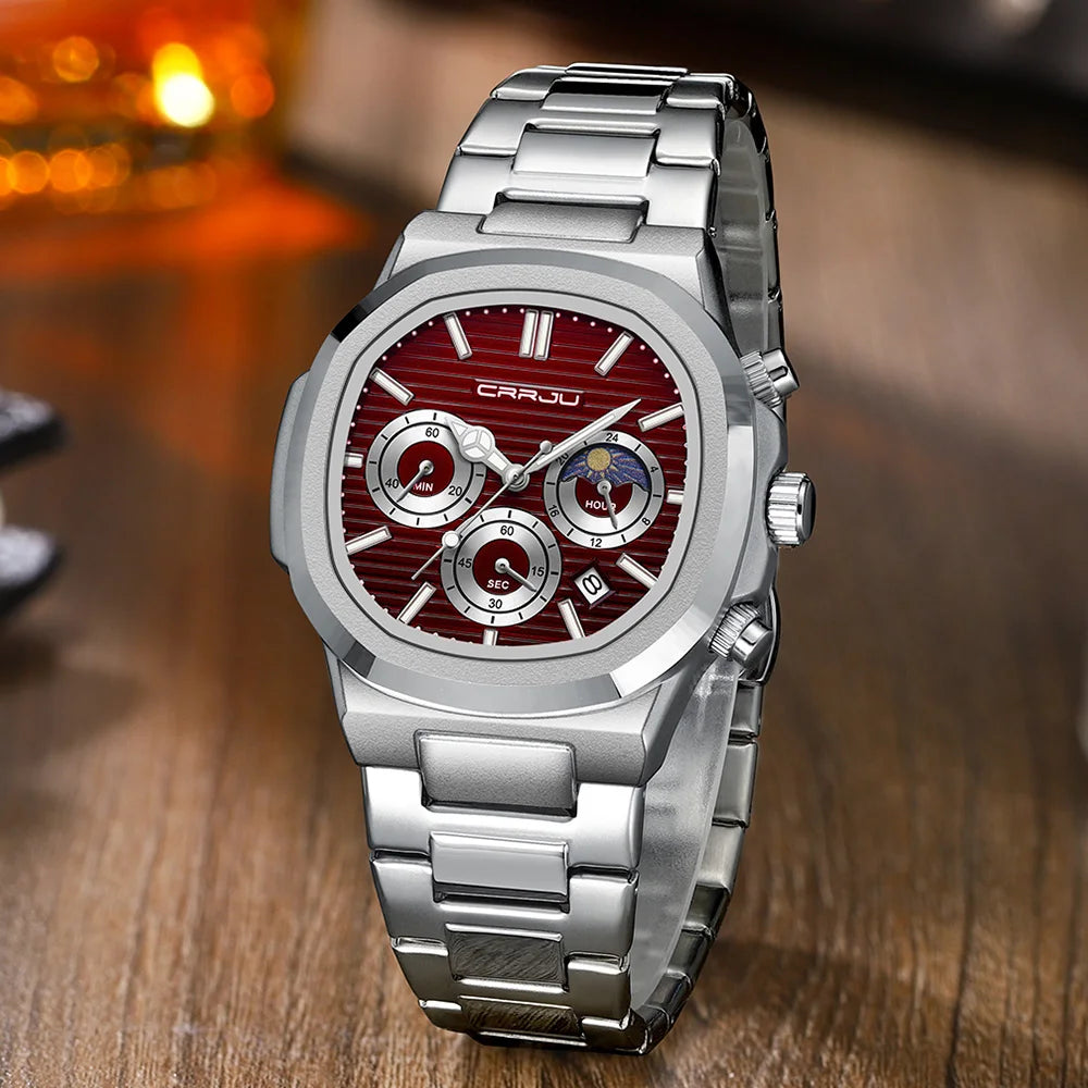Men's Waterproof Pilot Chronograph Watch - Luminous Stainless Steel Timepiece